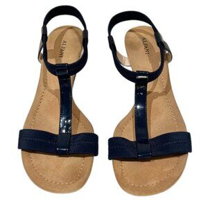 Alfani Navy Patent Voyage Wedge Sandals